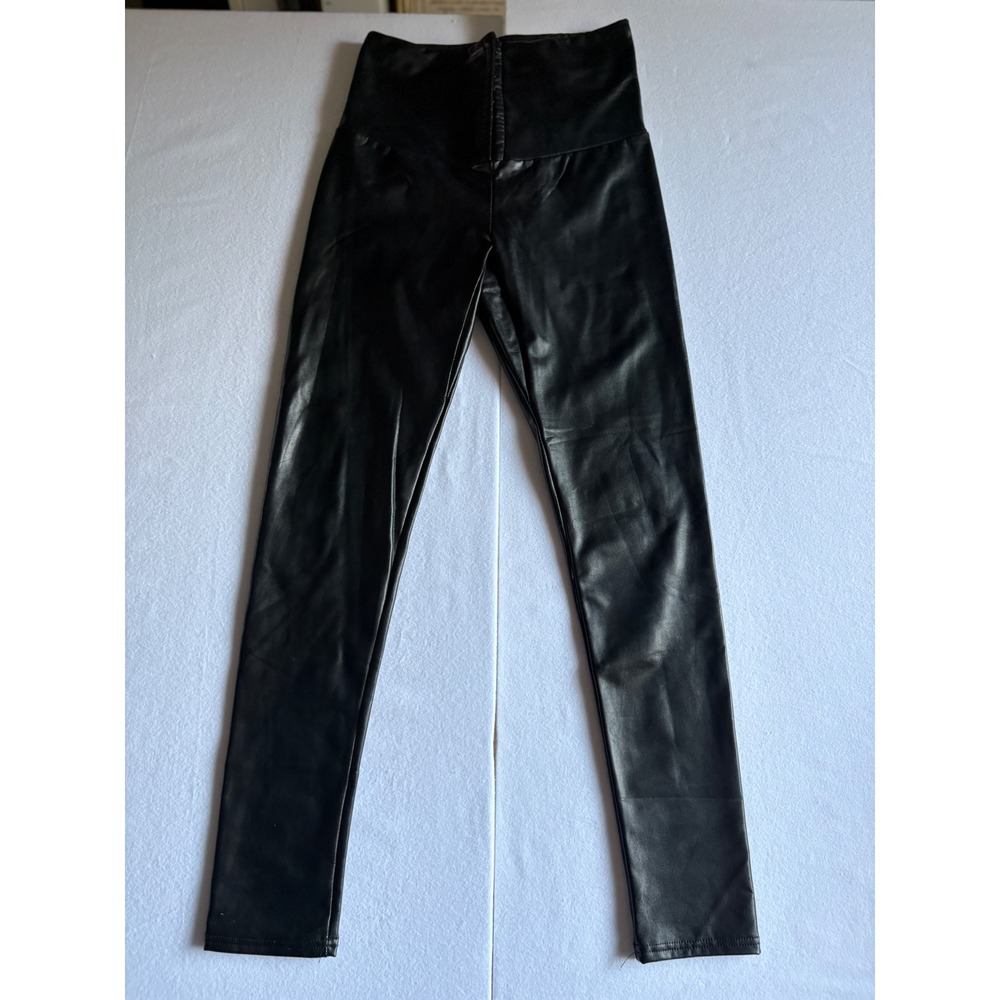 JNK Black Faux Leather High Waisted Leggings Slim Fit Pants  L/XL Womens